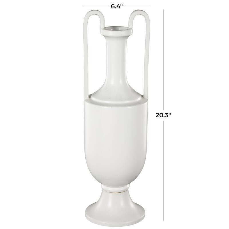 Ceramic Fluted Urn Shaped Vase with Arch Handles - Black or White - Roche River Decor