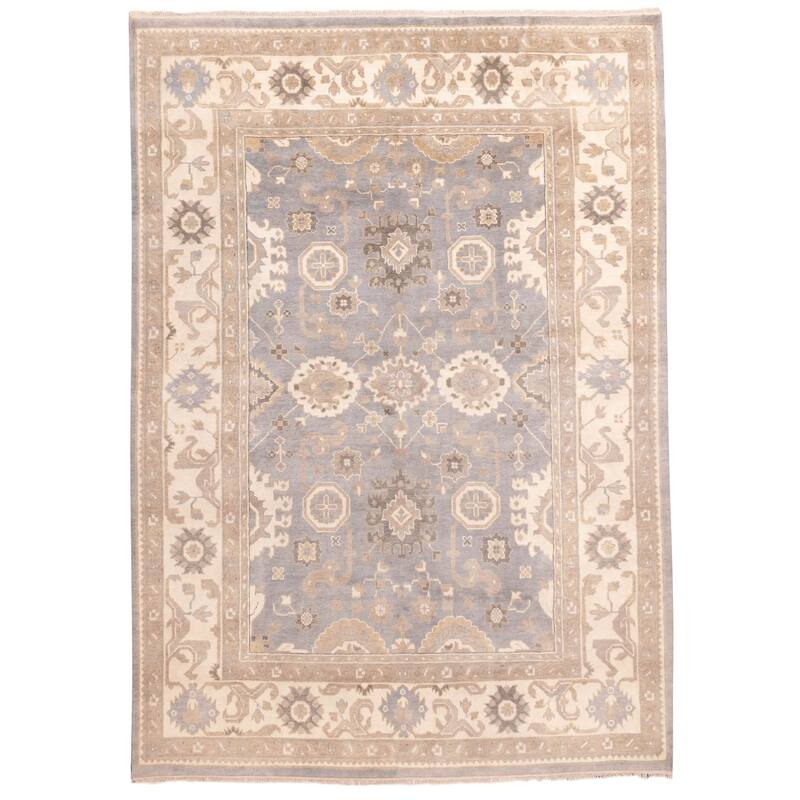 ECARPETGALLERY Hand-knotted Royal Oushak Light Denim Blue Wool Rug - 9'1 x 12'0