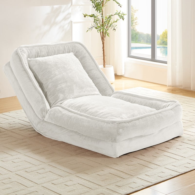 Versatile Foldable Lazy Sofa,3-in-1 Fold Small Tatami Sofa Bed,Lounge Chair Sofa, Human Friendly Pet Beds Lazy Sofa - Beige - 1-Seater