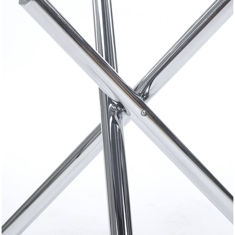 5 Pieces Dining Set, Table Metal Leg Mid-Century Dining Table for 4-6 People with Glass Table Top,Pedestal Dining Table