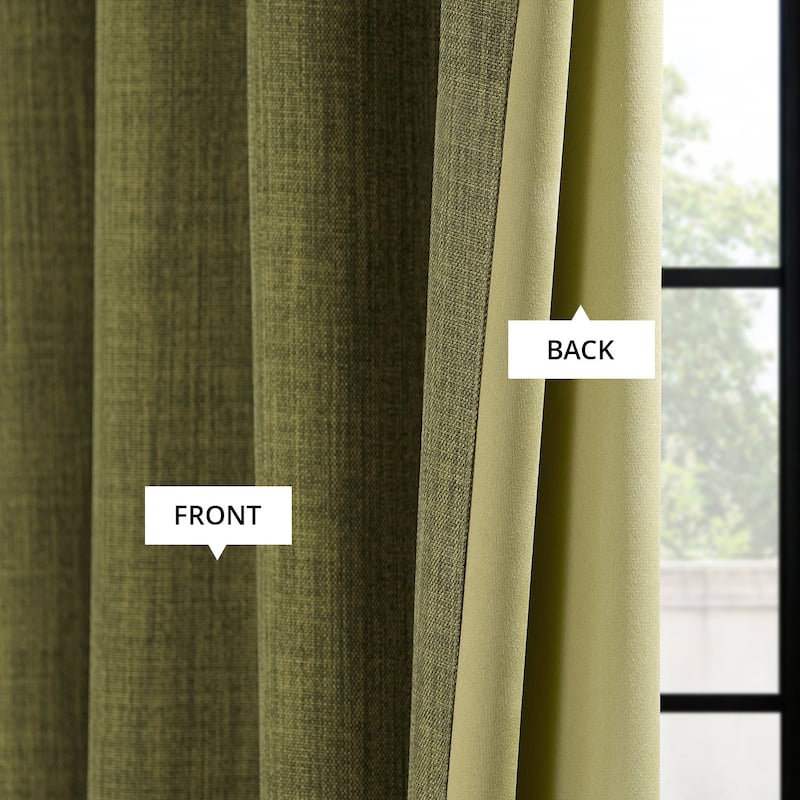 Exclusive Fabrics Textured Faux Linen Room Darkening Curtains for Bedroom & Living Room Curtains (1 Panel)