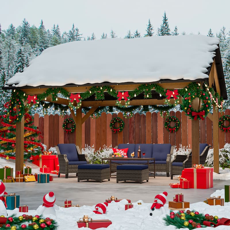 Cozywor 15 ft. x 13 ft. Outdoor Cedar Wood Patio Hardtop Gazebo