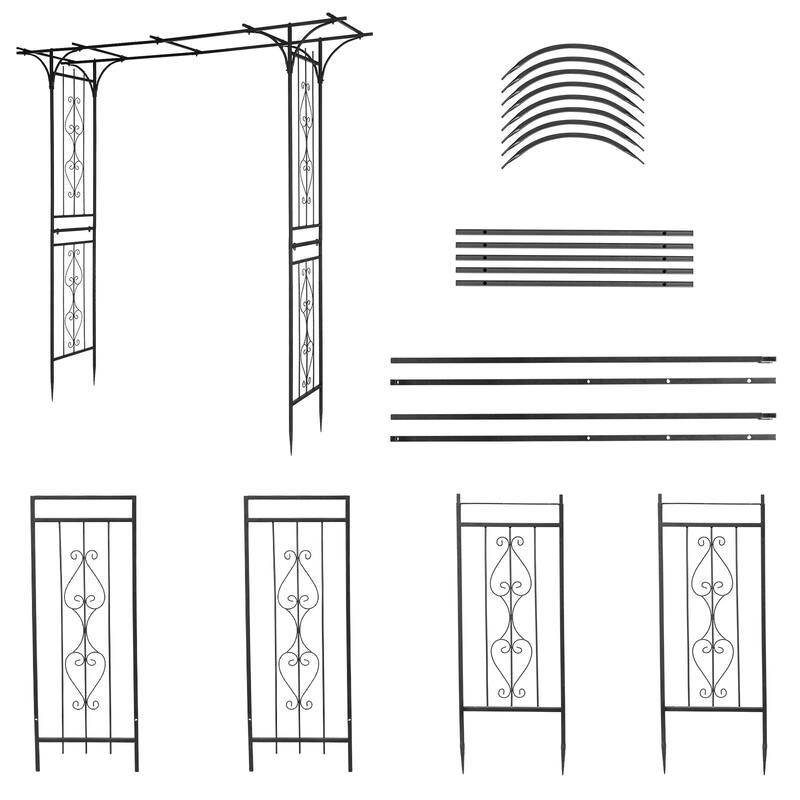 Black Matte Iron Garden Arch for Climbing Plants Vines Roses Backyard or Outdoor Decor - 58.3" x 16.1" x 85"
