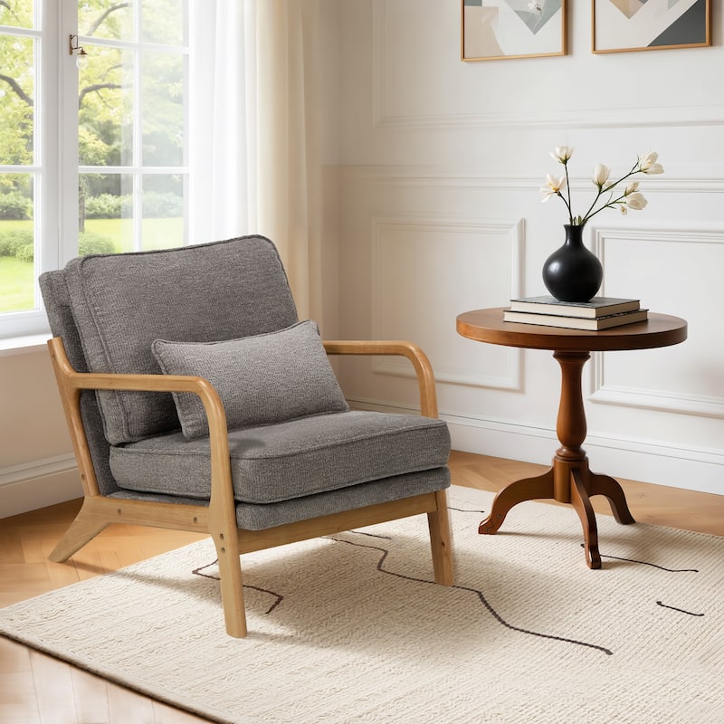RENEWLINE Mid Century Modern Accent Chair with Lumbar Pillow