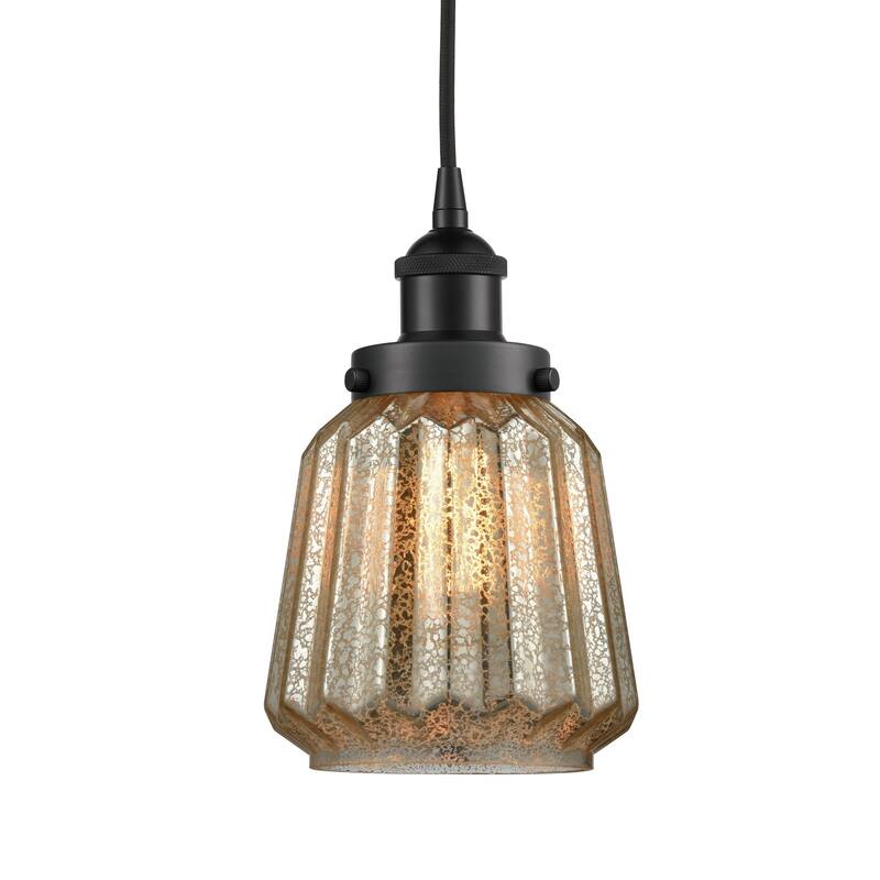 Innovations Lighting 616-1PH-12-7 Chatham Pendant Chatham 7" Wide Mini - Matte Black / Mercury