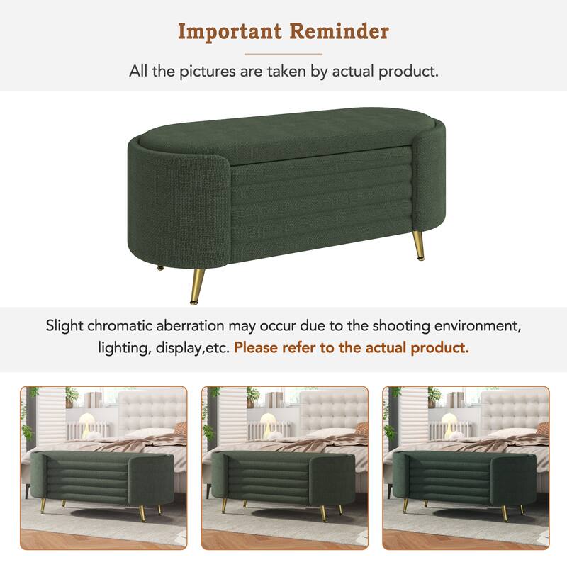 GDFStudio - Modern 44.9" Chenille Upholstered Storage Ottoman Bench