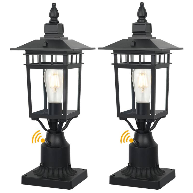 Black Outdoor Post Lantern Fixture with Clear Glass Shade