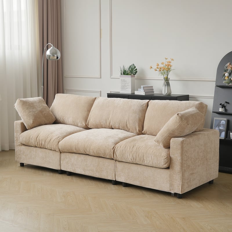 Modern Convertible Sectional Sofa Couch, 100" Cloud Modular Couches 3 Seat Sectional Sofas for Living Room