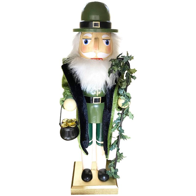 14 inch Leprechaun Nutcracker - green
