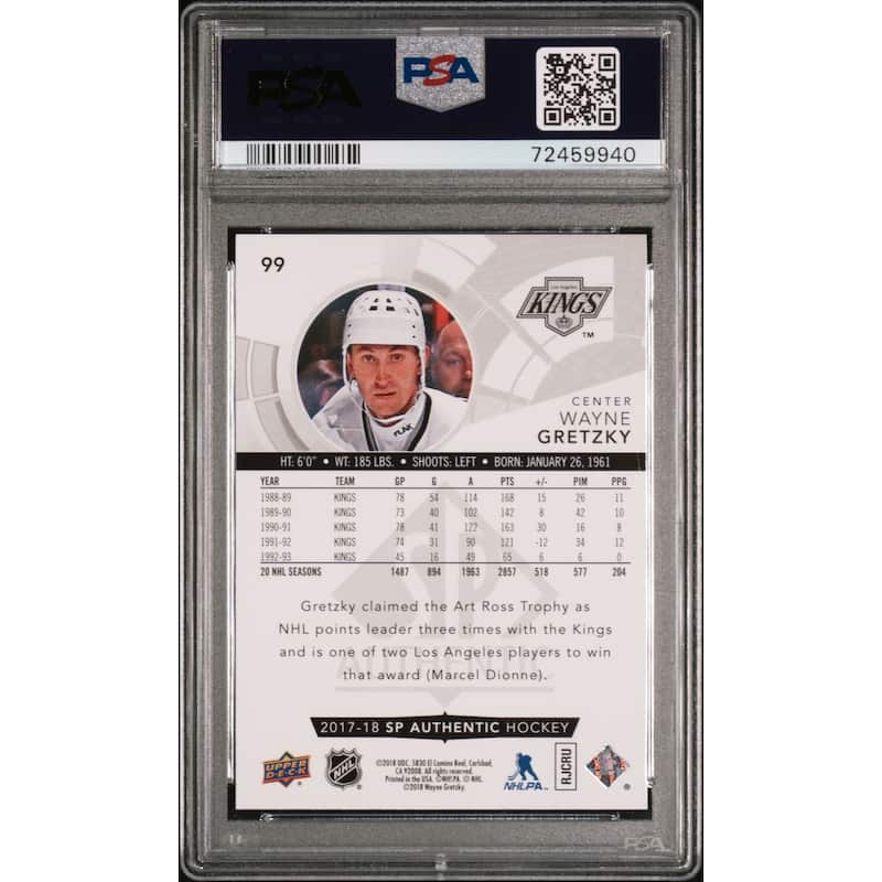 Wayne Gretzky 2017 Upper Deck SP Authentic Hockey Card #99 Graded PSA 10 - 8'6" x 11'6"