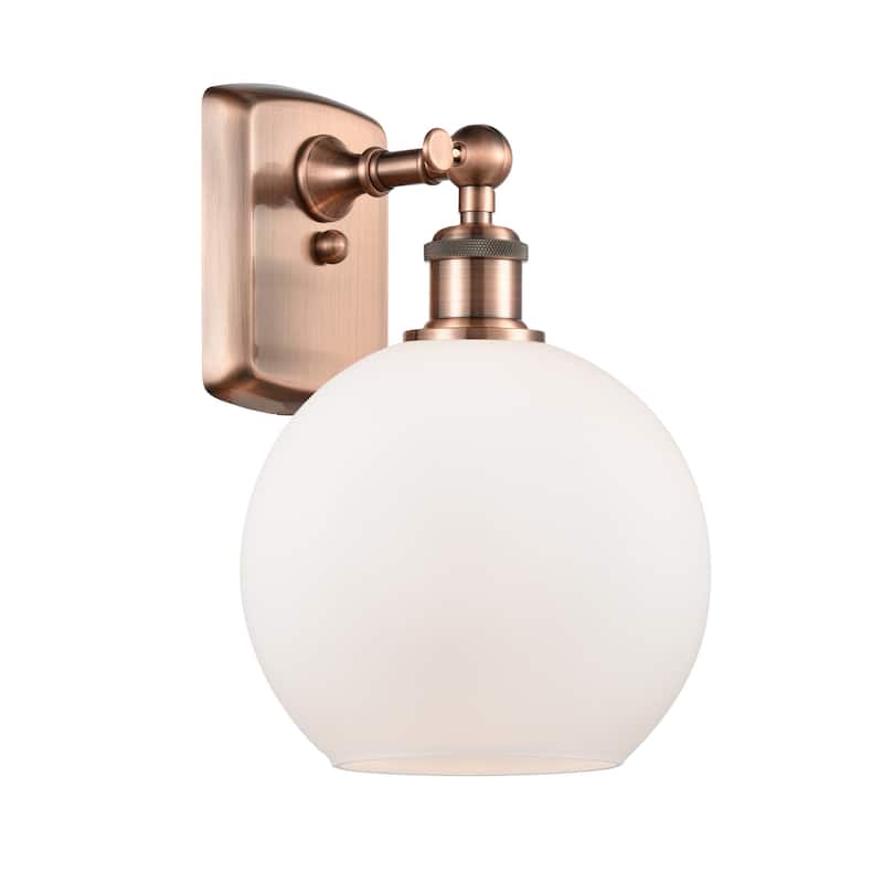 Innovations Lighting 516-1W-13-8 Athens Sconce Athens 13" Tall Wall - Antique Copper / Matte White