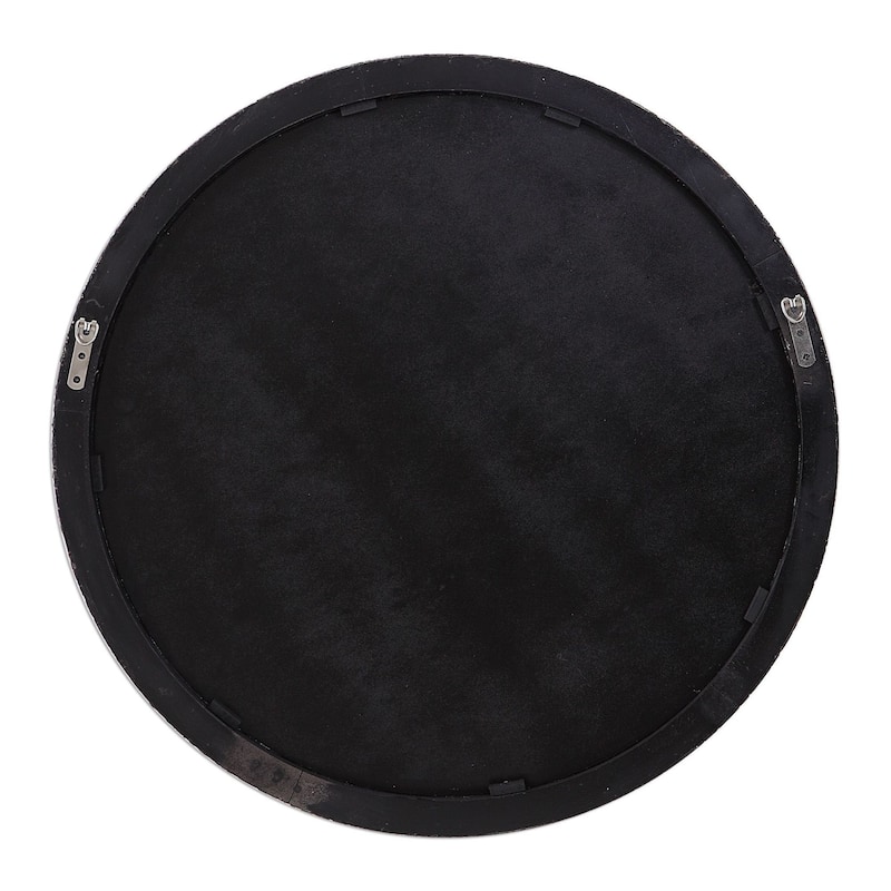 Uttermost Wayde 30" Round Rustic Wood Bark Framed Beveled Wall Mirror