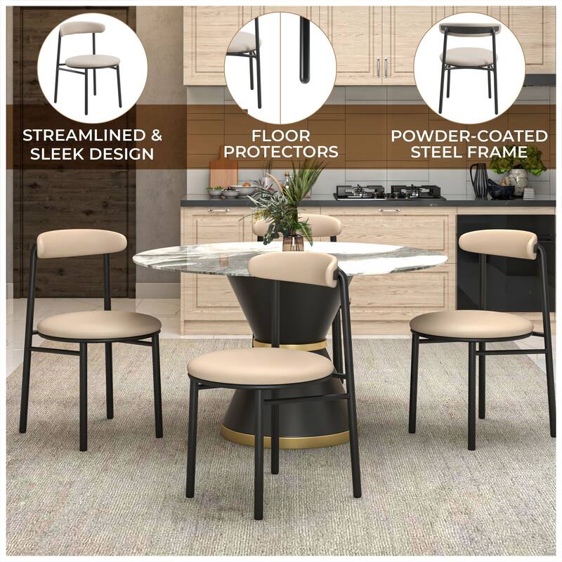 Lume Modern Dining Chairs Polyester Fabric Seat with Steel Legs by LeisureMod