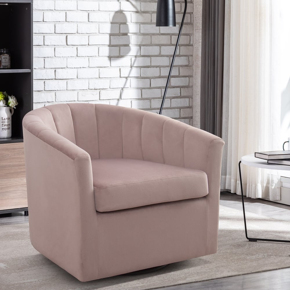 29.5" Wide Adult Contemporary Comfort Plush Solid Color Swivel Bucket Chair with Channel Design - 29.5''*28.5''*27.8''