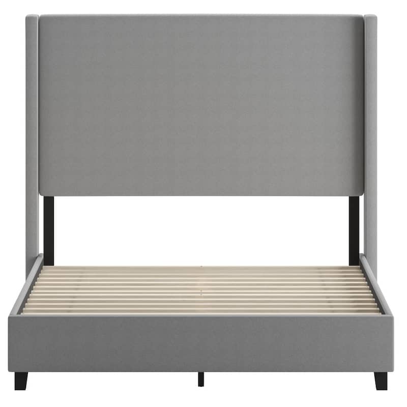 Modern Upholstered Platform Bed with Channel Stitched Headboard