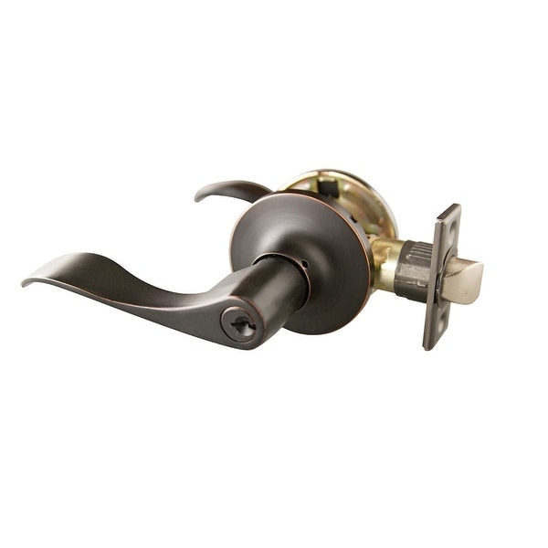 Design House 727982 Stratford Reversible Keyed Entry Door Lever Handleset with 6-Way Latch - Oil Rubbed Bronze