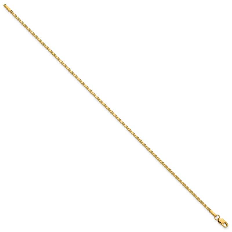 Curata 14k Yellow Gold Dainty 1mm Franco Chain Layering Bracelet - 7" or 8"