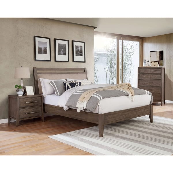 slide 2 of 12, Furniture of America Ninn Rustic Grey 3-piece Padded Bedroom Set California King