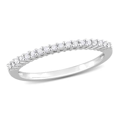 Miadora Sterling Silver 1/ 5ct TDW Diamond Thin Stackable Wedding Band (H-I, I2-I3)