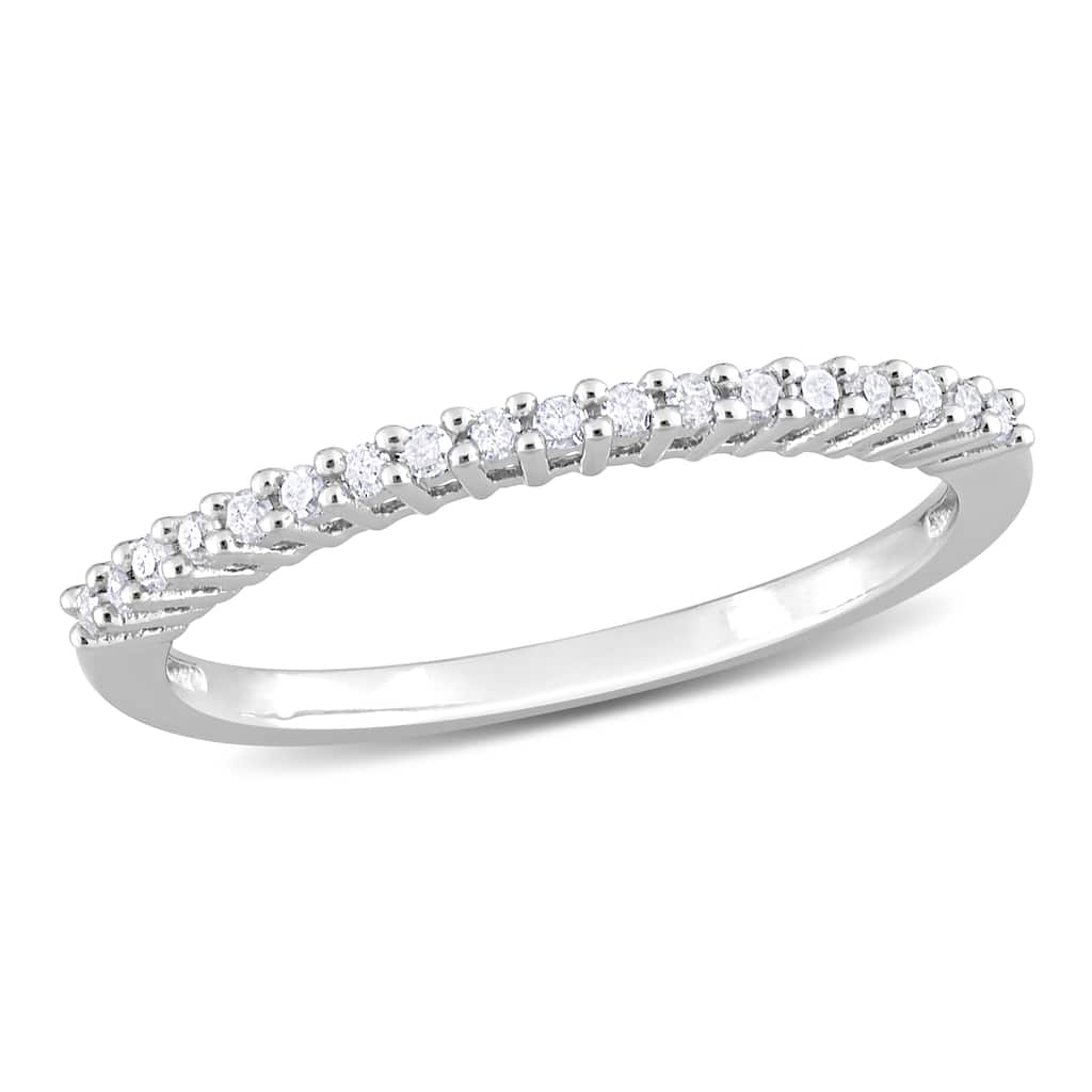 Miadora Sterling Silver 1/ 5ct TDW Diamond Thin Stackable Wedding Band (H-I, I2-I3)