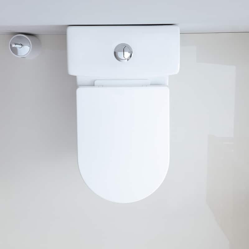HOROW 1 Piece Dual Flush Toilet White 0.8/1.28 GPF Seat Included 10 Inch Rough In - N/A
