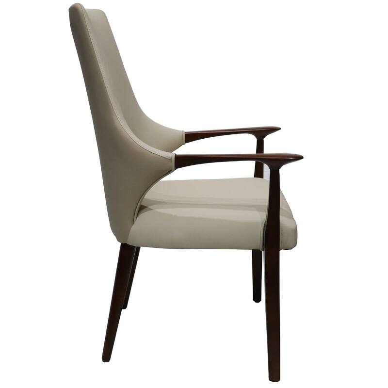 Elm Leather Dining Chair with Ash Wood Legs for Modern Kitchen and Dining Room Accent Arm Chair Set of 2