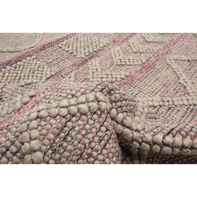 ECARPETGALLERY Braid weave Sienna Grey Wool Rug - 4'11 x 8'4