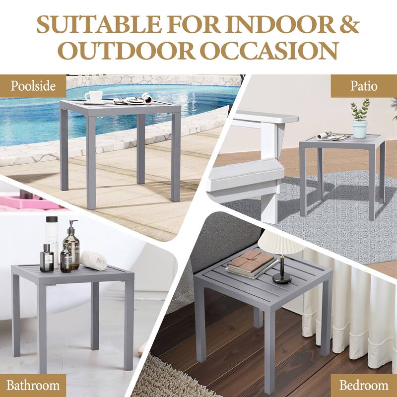 Outdoor Side Table Square Patio End Table