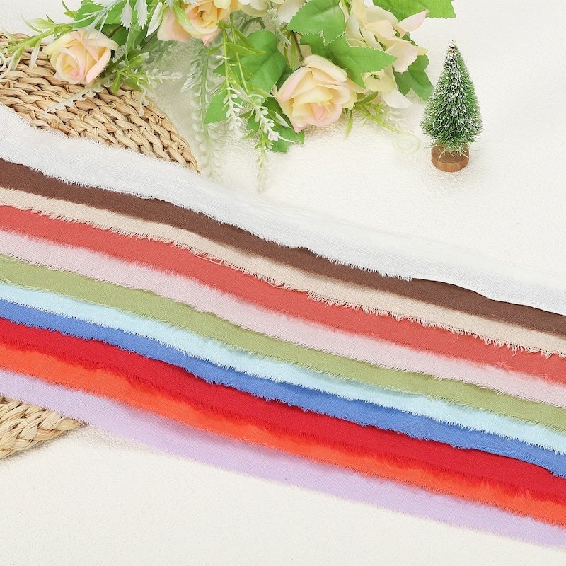 3Roll Cotton Handmade Fringe Ribbon 1"x21Yd Frayed Fringe Ribbons - 7Yd
