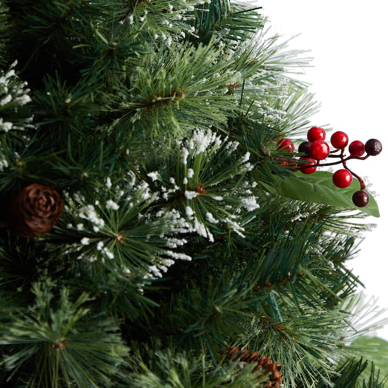 3' Pre-Lit Frosted Pine Artificial Christmas Tree, Warm Clear LED Lights - 3 Foot
