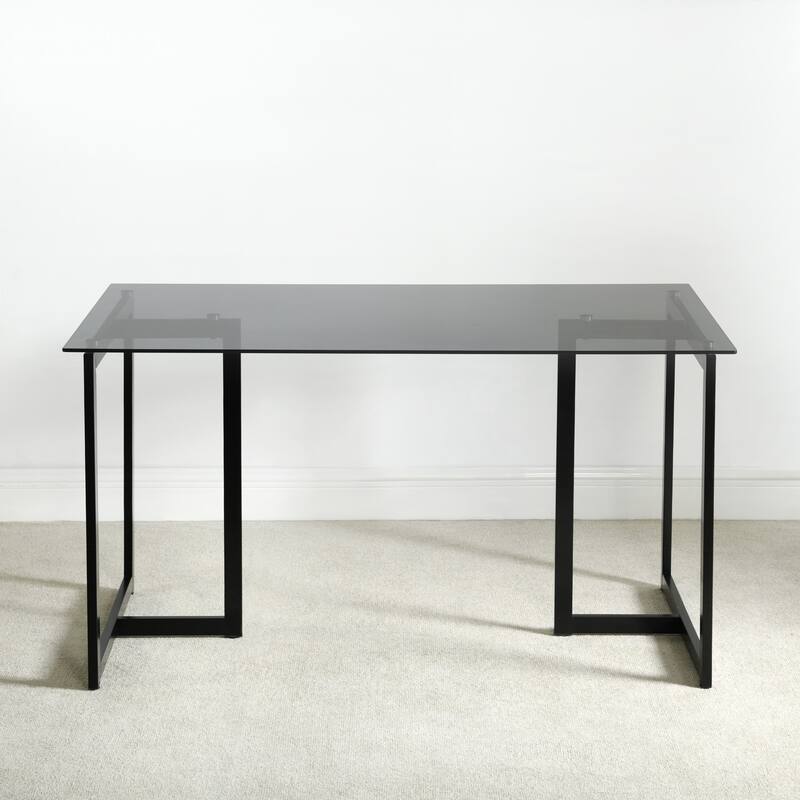 Homylin SLIP 55.1''L Modern Rectangular Space-Saving Dining Table with Metal Frame Blake Leg For Kitchen Office