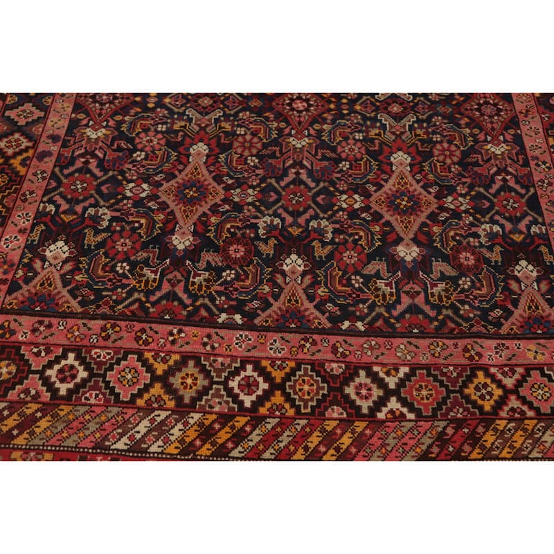 Hand Knotted Oriental 100% Wool Carpet Traditional Geometric Navy Blue & Blues Kazak Area Rug - 15' 1'' X 7' 2''