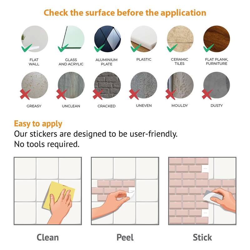Walplus Blush Pink Subway Brick Peel and Stick Backsplash Tile Stickers