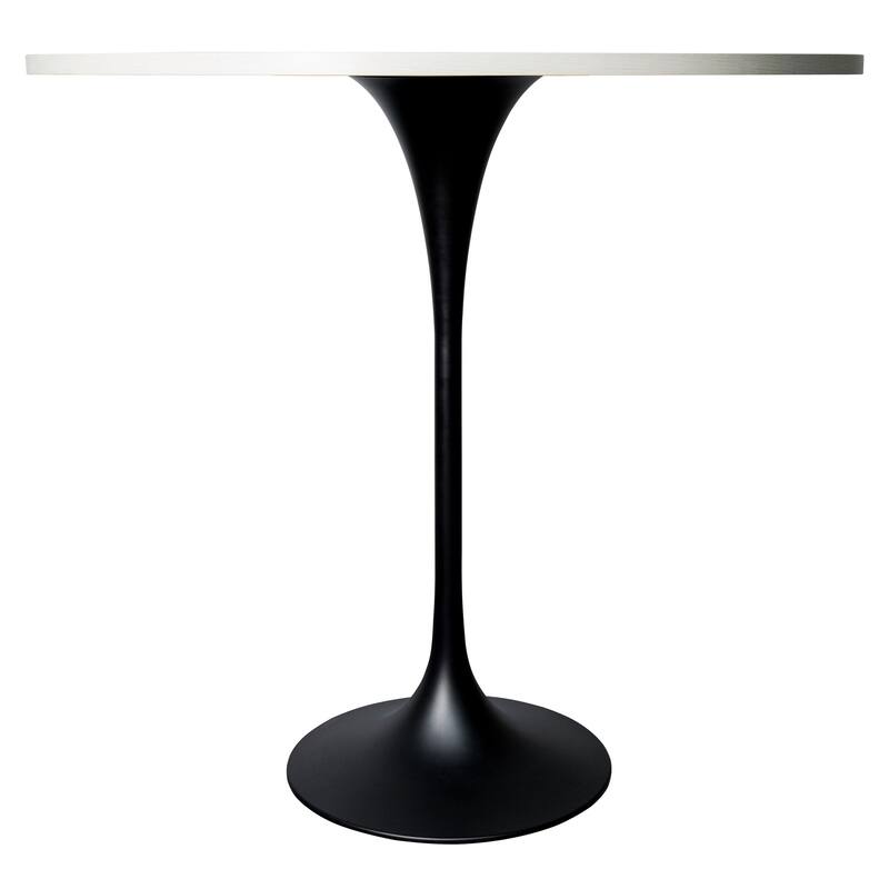 LeisureMod Verve 48" Round Dining Table with MDF Wood TableTop and Black Steel Base for Kitchen & Dining Room