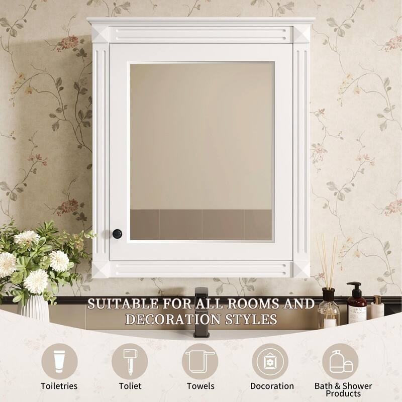 24" x 27" Wall-Mounted Medicine Cabinet with Mirror and Over-the-Toilet Space Saver Storage