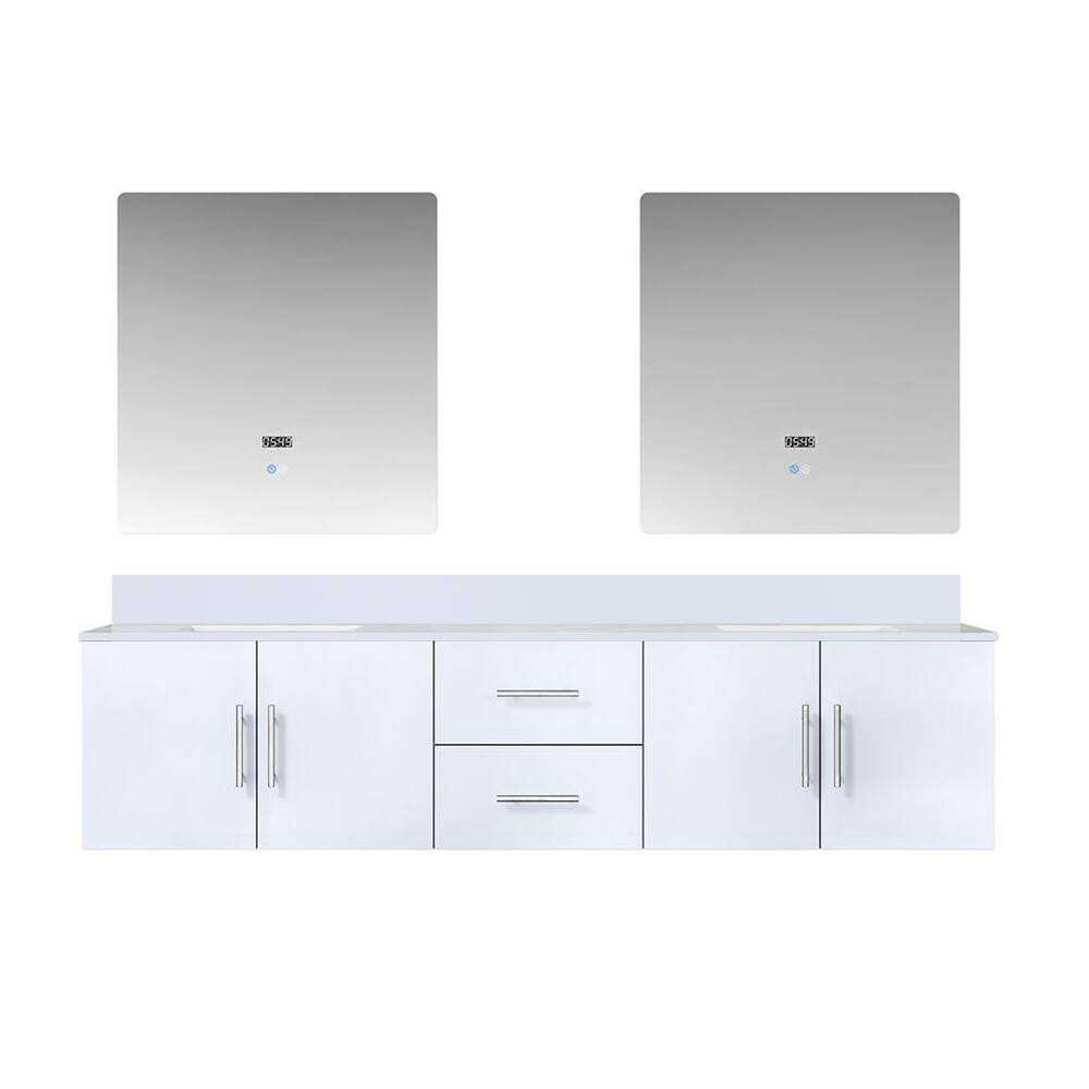 Geneva 80 in. W x 22 in. D Dark Grey Double Bath Vanity, Cultured Marble Top, and 30 in. LED Mirrors