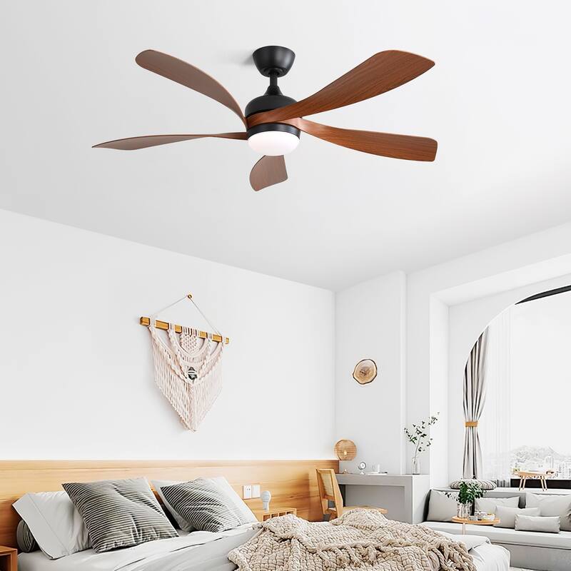 Quiet Reversible DC Motor Ceiling Fan with 6-Speed Wind Remote Control and 3-Color LED Lighting, Timer Function