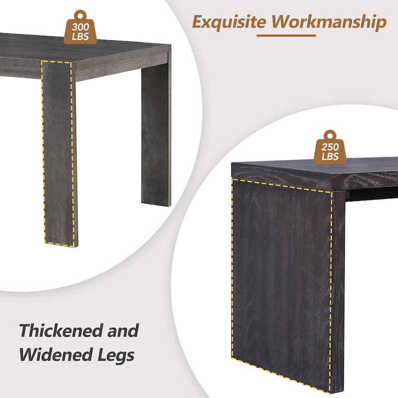 3-Piece Dining Table Set Espresso Breakfast Nook with 2 Dining Benches