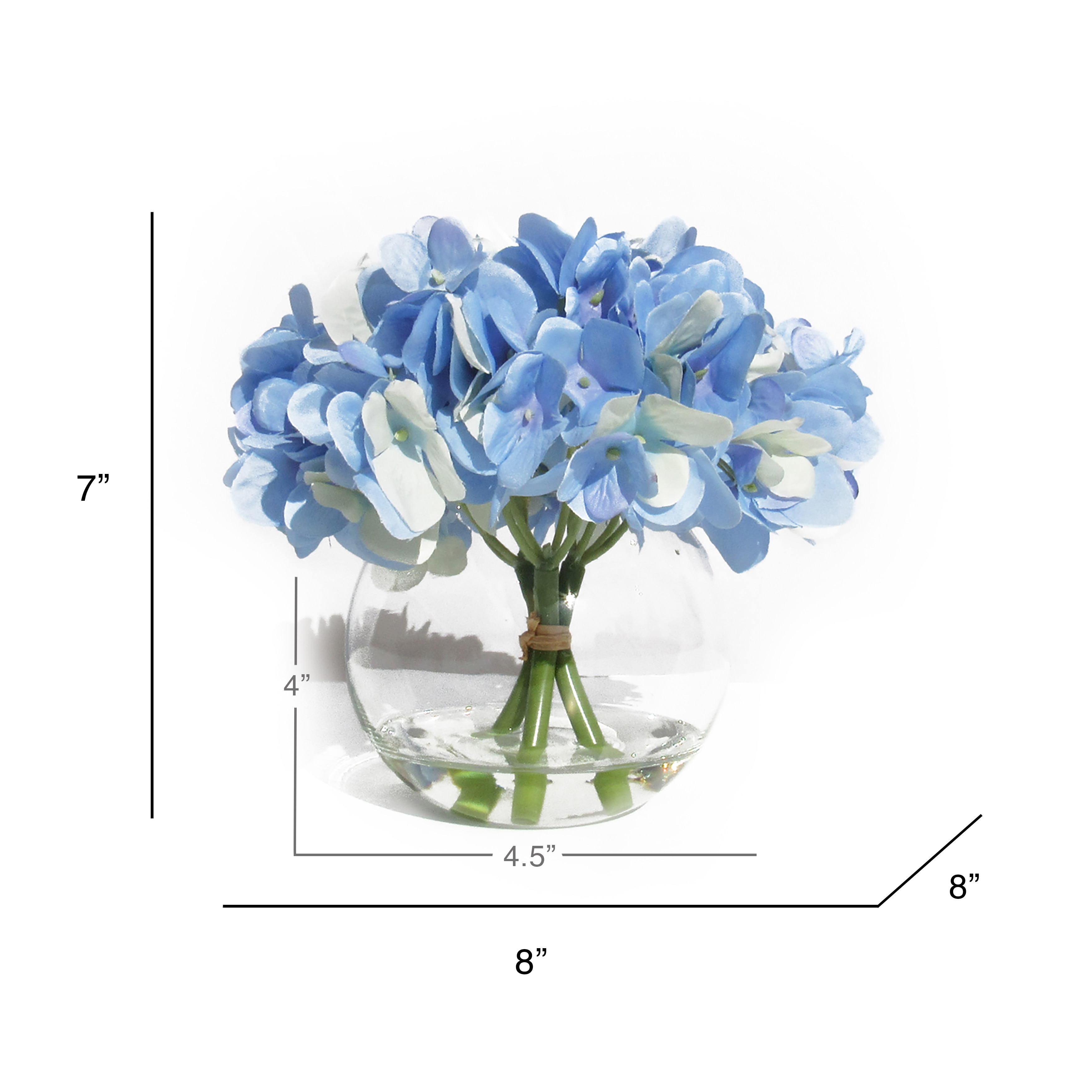 Artificial Hydrangea Flower Arrangement in Round Glass Vase 7in - On Sale - Bed  Bath & Beyond - 32021872