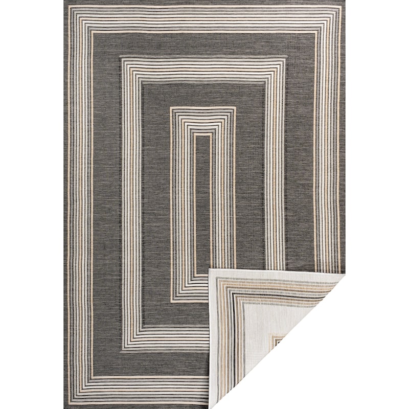 JONATHAN Y Reversible Eryx Classic Nautical Mitre Stripe Machine-Washable Indoor/Outdoor Rug