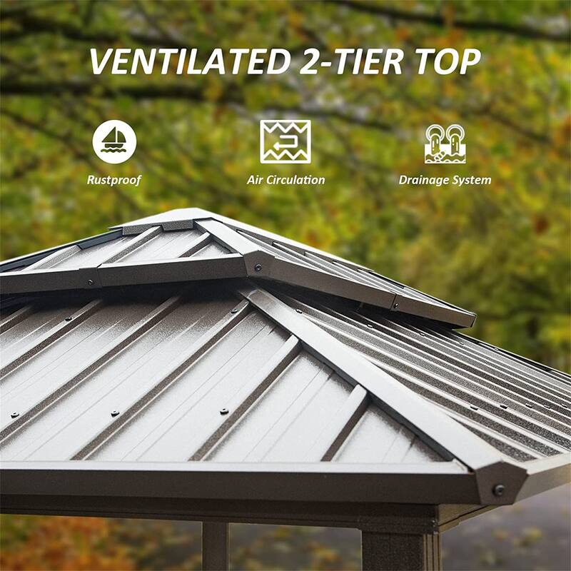 GDFStudio - Terry Outdoor BBQ Grill Gazebo with Hardtop Roof and Shelves, Aluminum Frame Patio Canopy
