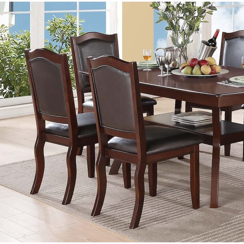Transitional Style Dining Chairs Arched Backrest Padded Chair Espresso Finish
