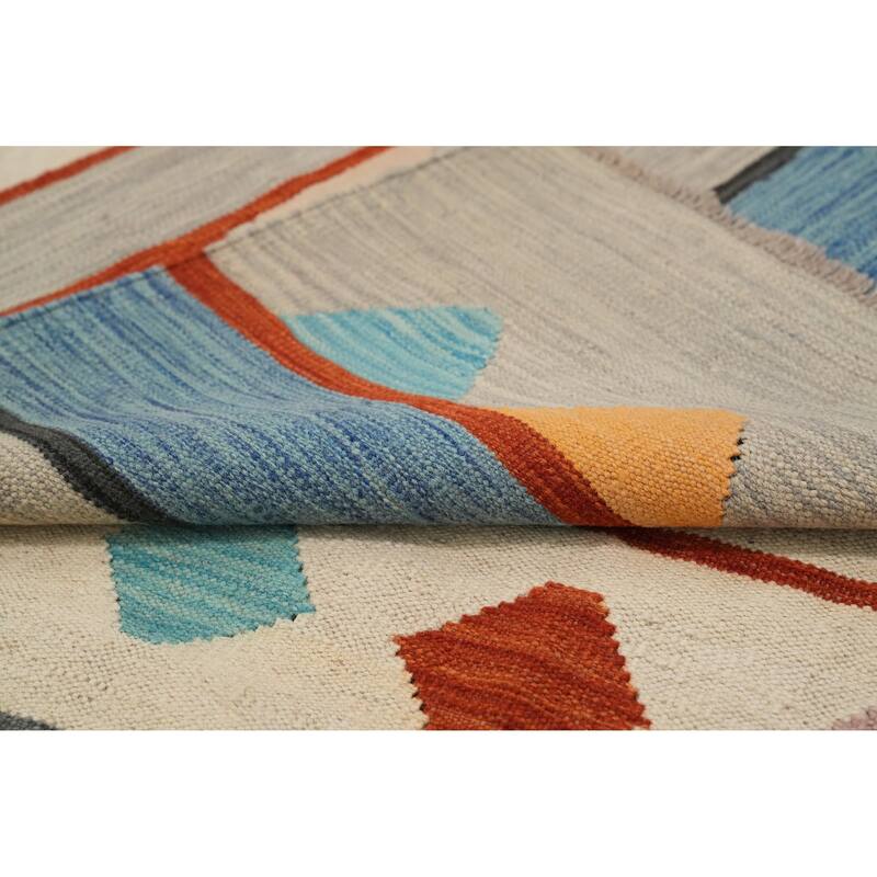 Hand Woven Oriental 100% Wool Carpet Southwestern Tribal Multi-Colored Kilim Area Rug - 11' 8'' X 9' 4''