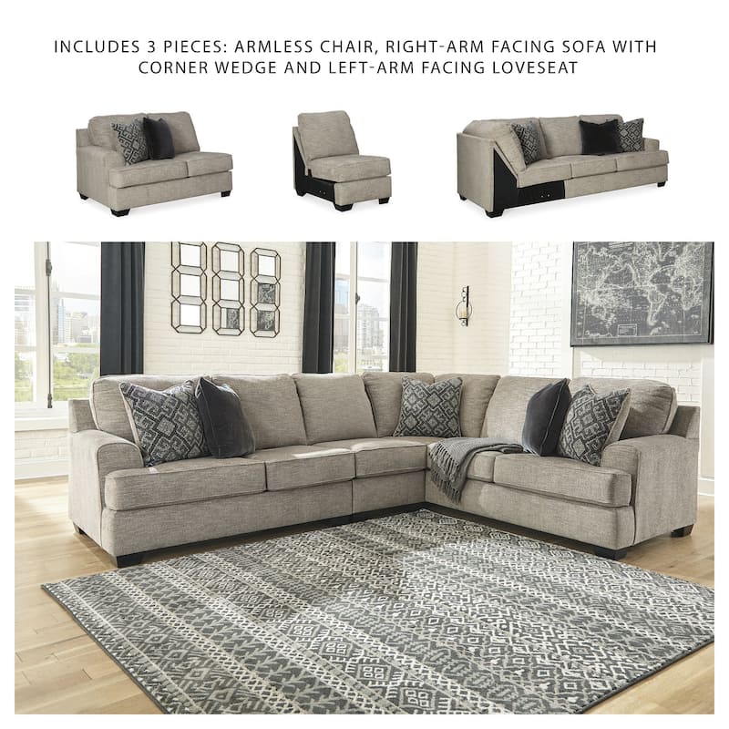 Bovarian 3-Piece Contemporary Stone Sectional