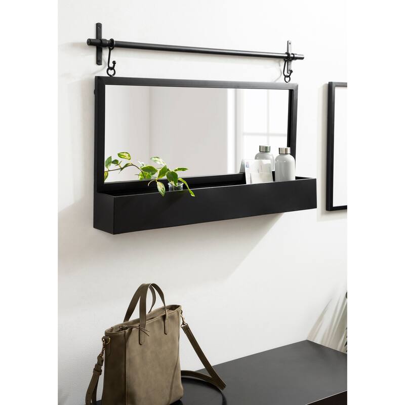 Kate and Laurel Gammons Hanging Farmhouse Wall Mirror with Lower Shelf