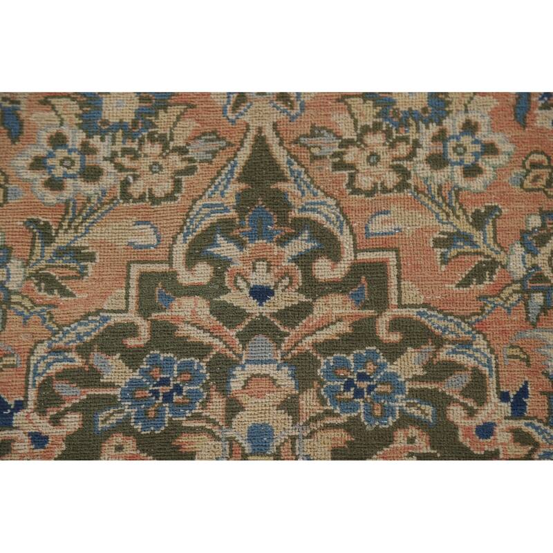 Hand Knotted Oriental 100% Wool Carpet Traditional Floral Oranges & Rust Mashad Area Rug - 13' 2'' X 9' 6''