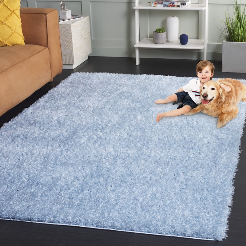 SAFAVIEH Lindsay Shag Luann Contemporary Rug - 9' x 12' - Aqua
