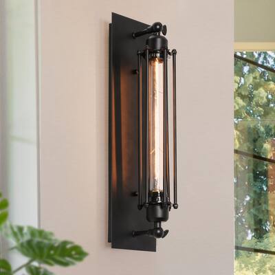 Modern Transitional 1-Light Black Metal Flush Mount Farmhouse Wall Sconces
