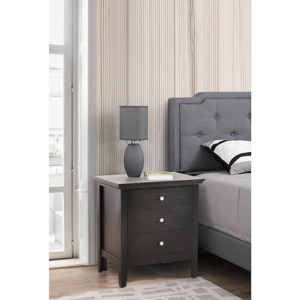 Black Nightstand 26x24x18 with Three Spacious Drawers, Compact Bedside Table for Bedroom Storage and Sleek Contemporary Look