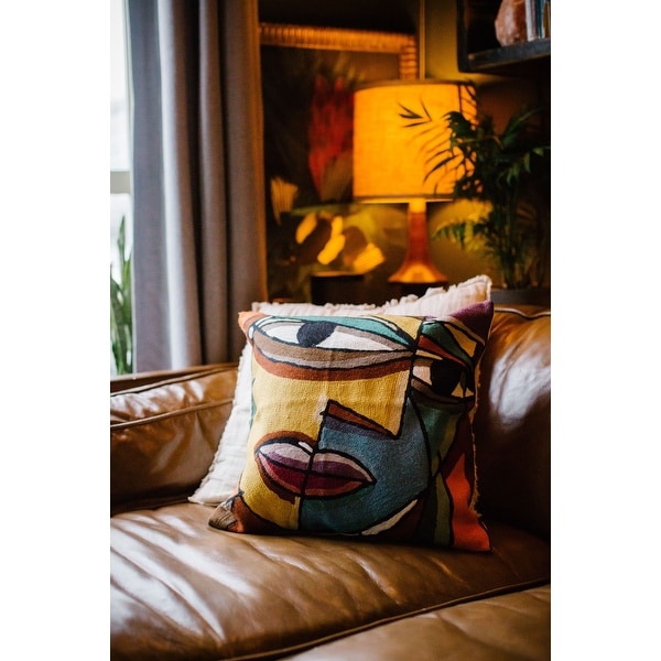 Abstract face best sale pillow cover